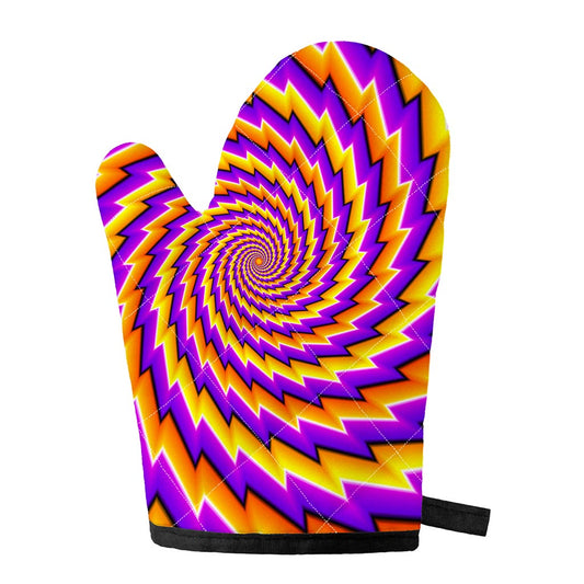Yellow Twisted Moving Optical Illusion Single Oven Mitt