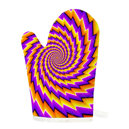 Yellow Twisted Moving Optical Illusion Single Oven Mitt