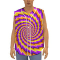 Yellow Twisted Moving Optical Illusion Sleeveless Baseball Jersey