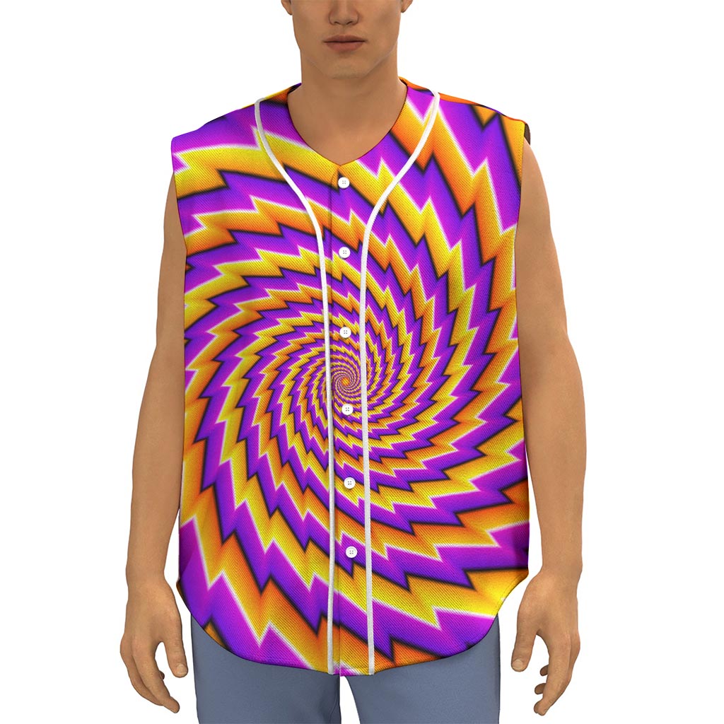 Yellow Twisted Moving Optical Illusion Sleeveless Baseball Jersey