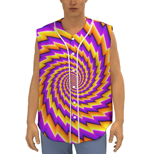 Yellow Twisted Moving Optical Illusion Sleeveless Baseball Jersey