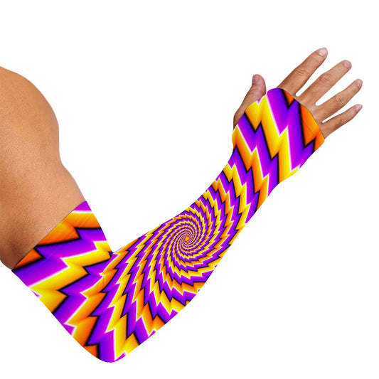 Yellow Twisted Moving Optical Illusion Sun Protection Arm Sleeves