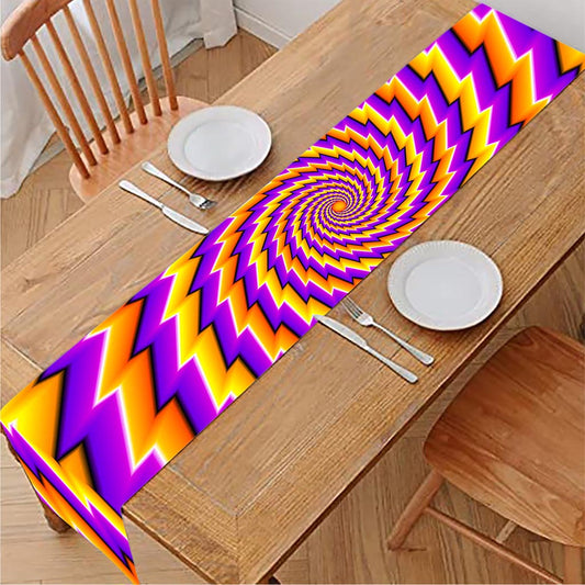 Yellow Twisted Moving Optical Illusion Table Runner