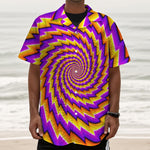 Yellow Twisted Moving Optical Illusion Textured Short Sleeve Shirt
