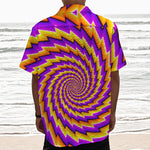 Yellow Twisted Moving Optical Illusion Textured Short Sleeve Shirt