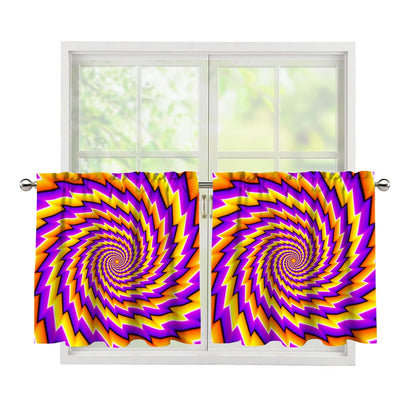Yellow Twisted Moving Optical Illusion Tier Curtains