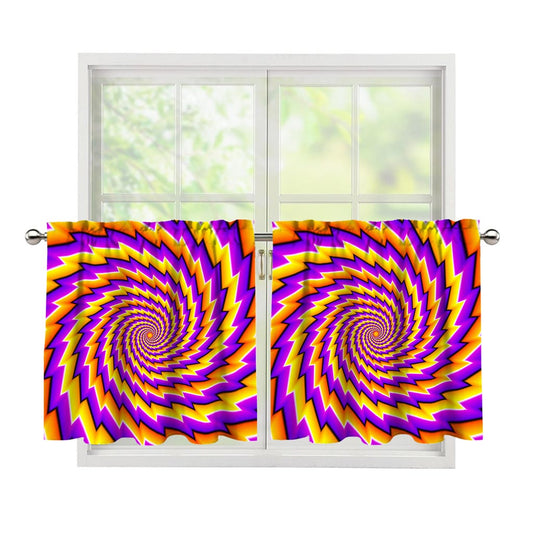 Yellow Twisted Moving Optical Illusion Tier Curtains