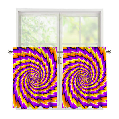 Yellow Twisted Moving Optical Illusion Tier Curtains