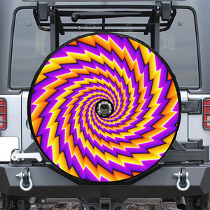 Yellow Twisted Moving Optical Illusion Tire Cover With Camera Hole