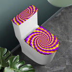 Yellow Twisted Moving Optical Illusion Toilet Lid And Tank Cover Set