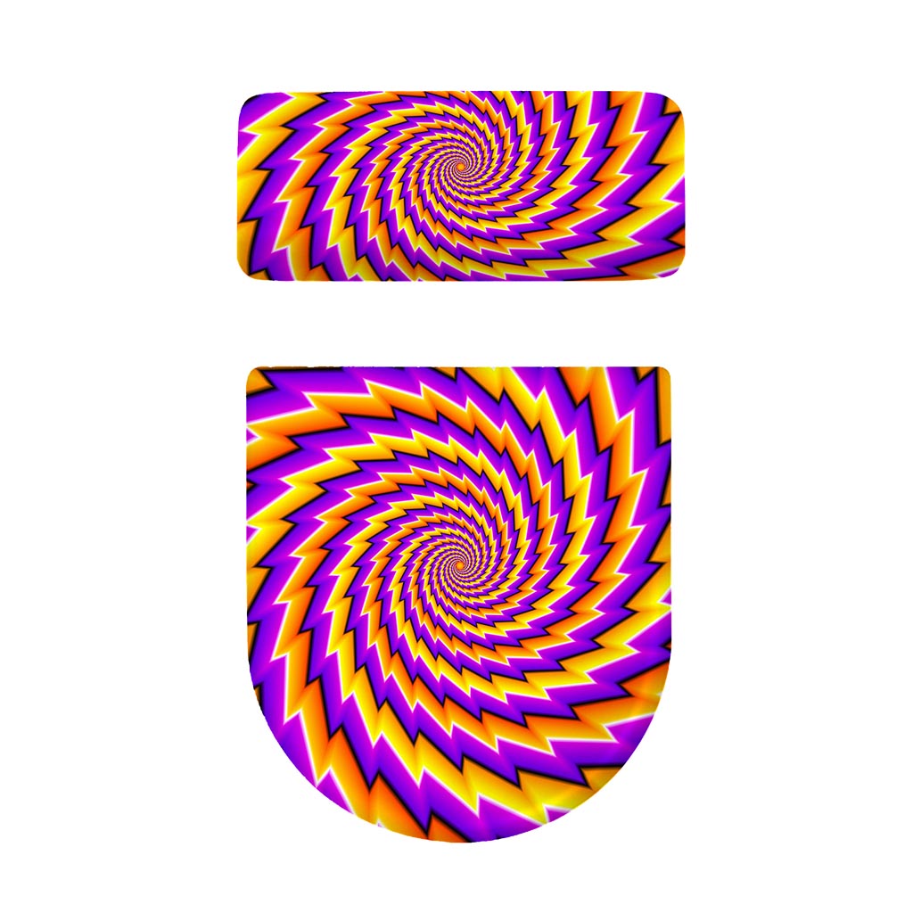 Yellow Twisted Moving Optical Illusion Toilet Lid And Tank Cover Set