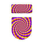 Yellow Twisted Moving Optical Illusion Toilet Lid And Tank Cover Set