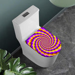 Yellow Twisted Moving Optical Illusion Toilet Lid Cover