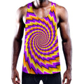 Yellow Twisted Moving Optical Illusion Men's Workout Tank Top