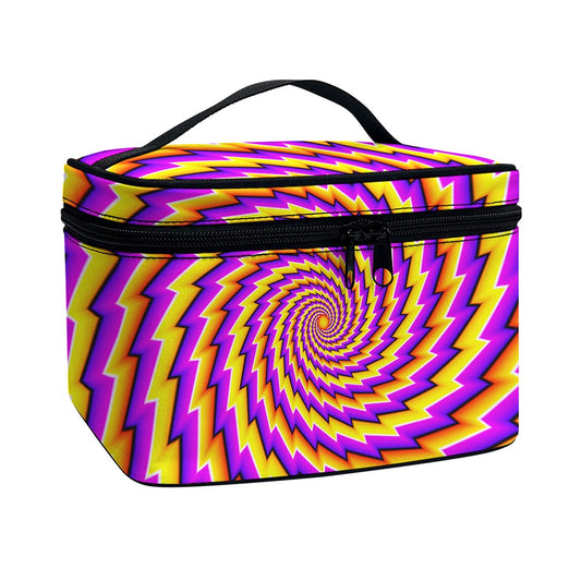 Yellow Twisted Moving Optical Illusion Travel Makeup Bag