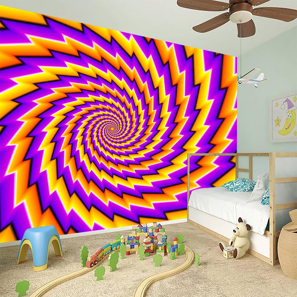 Yellow Twisted Moving Optical Illusion Wall Sticker