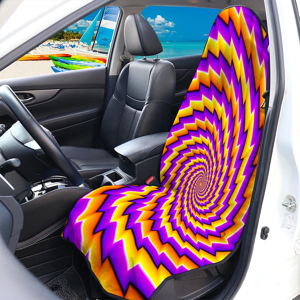 Yellow Twisted Moving Optical Illusion Waterproof Car Seat Cover