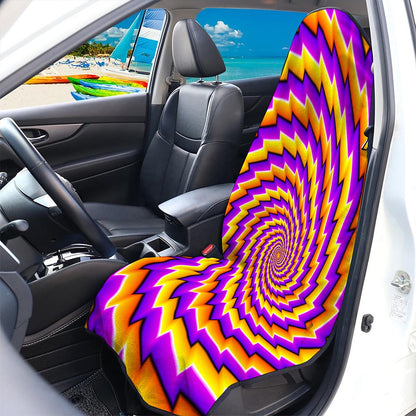 Yellow Twisted Moving Optical Illusion Waterproof Car Seat Cover