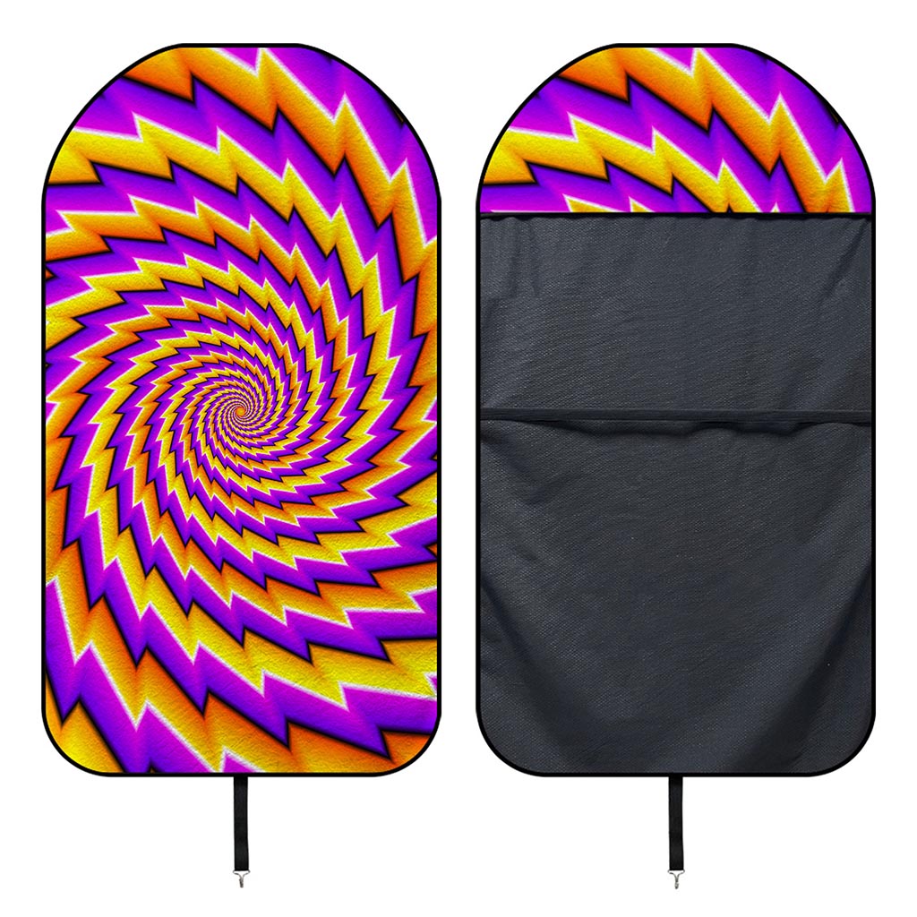 Yellow Twisted Moving Optical Illusion Waterproof Car Seat Cover