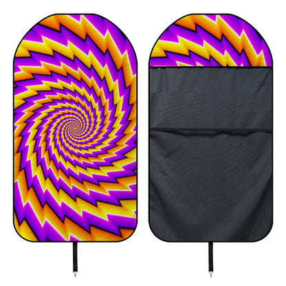Yellow Twisted Moving Optical Illusion Waterproof Car Seat Cover