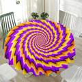 Yellow Twisted Moving Optical Illusion Waterproof Round Tablecloth