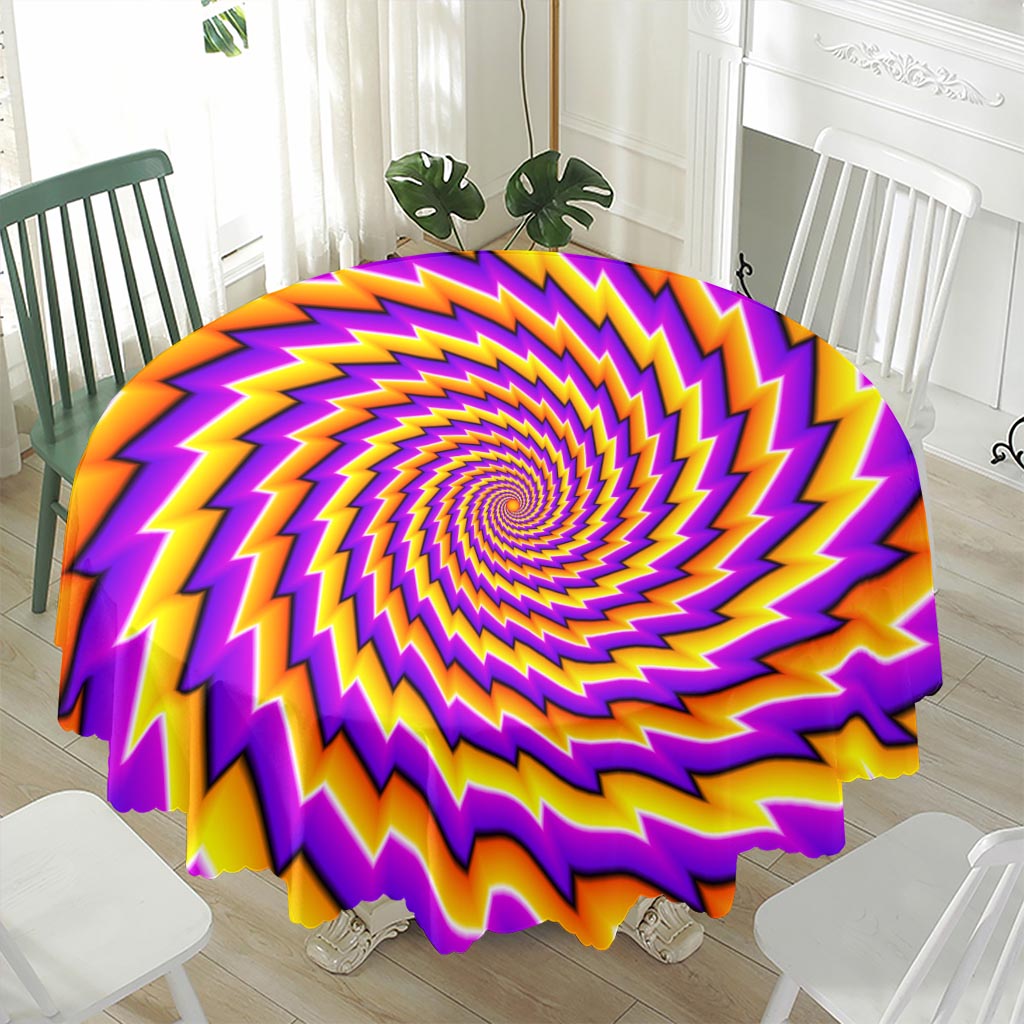 Yellow Twisted Moving Optical Illusion Waterproof Round Tablecloth
