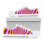 Yellow Twisted Moving Optical Illusion White Low Top Sneakers