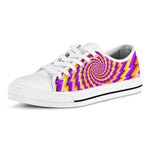 Yellow Twisted Moving Optical Illusion White Low Top Sneakers