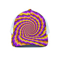 Yellow Twisted Moving Optical Illusion White Mesh Trucker Hat
