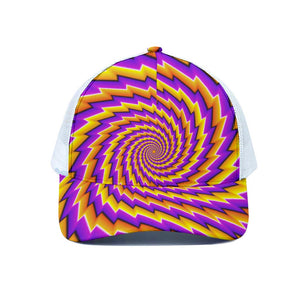 Yellow Twisted Moving Optical Illusion White Mesh Trucker Cap