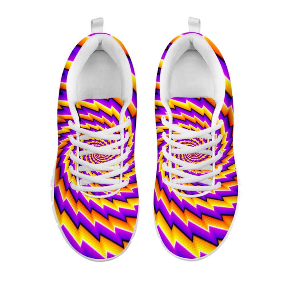 Yellow Twisted Moving Optical Illusion White Running Shoes
