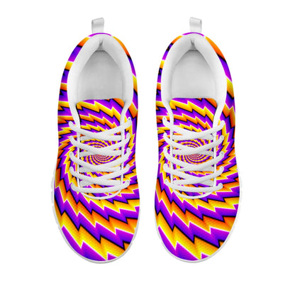 Yellow Twisted Moving Optical Illusion White Running Shoes