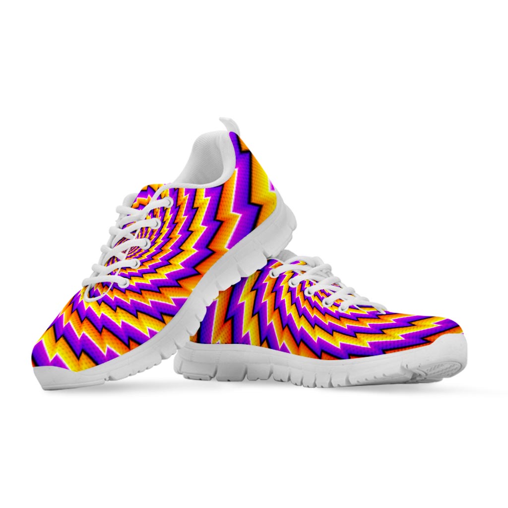 Yellow Twisted Moving Optical Illusion White Running Shoes