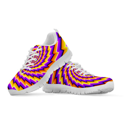 Yellow Twisted Moving Optical Illusion White Running Shoes