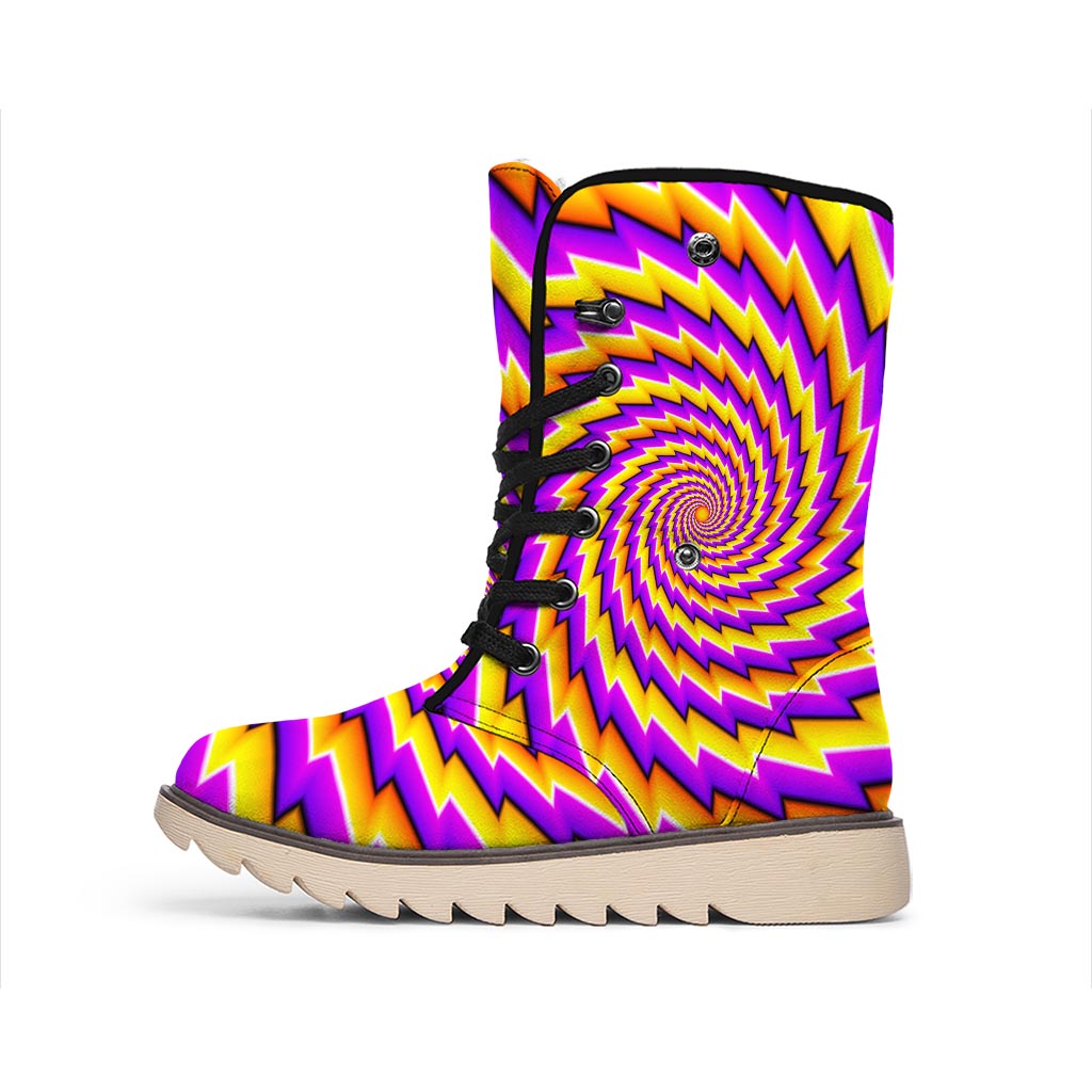 Yellow Twisted Moving Optical Illusion Winter Boots