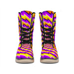 Yellow Twisted Moving Optical Illusion Winter Boots