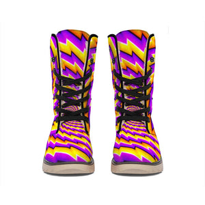 Yellow Twisted Moving Optical Illusion Winter Boots