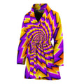 Yellow Twisted Moving Optical Illusion Women's Bathrobe