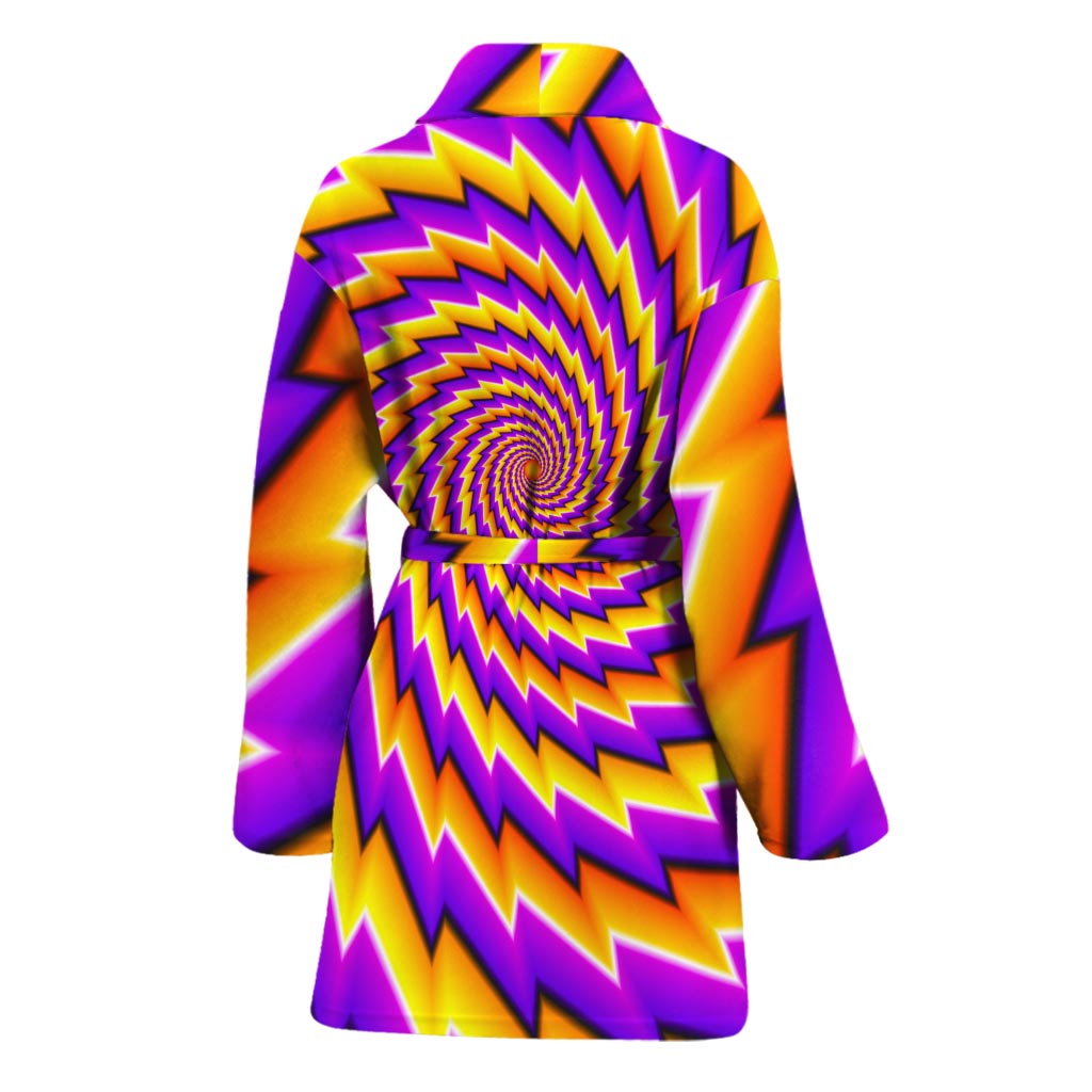 Yellow Twisted Moving Optical Illusion Women's Bathrobe