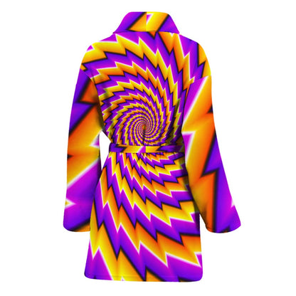 Yellow Twisted Moving Optical Illusion Women's Bathrobe
