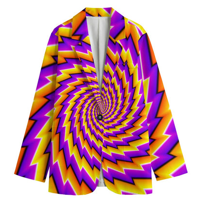 Yellow Twisted Moving Optical Illusion Women's Blazer