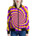 Yellow Twisted Moving Optical Illusion Women's Bomber Jacket