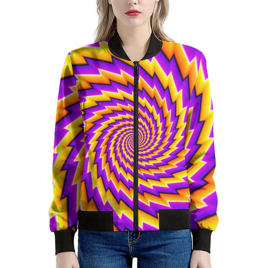 Yellow Twisted Moving Optical Illusion Women's Bomber Jacket