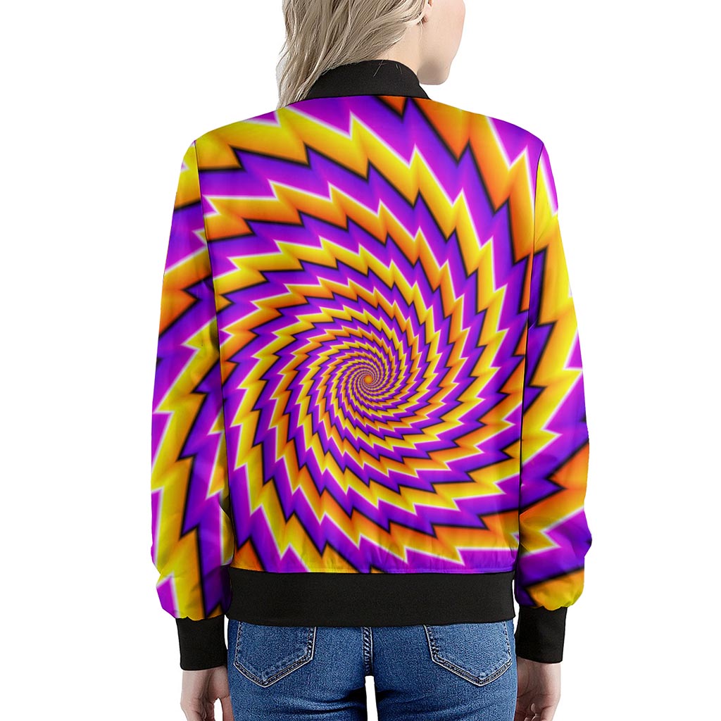Yellow Twisted Moving Optical Illusion Women's Bomber Jacket