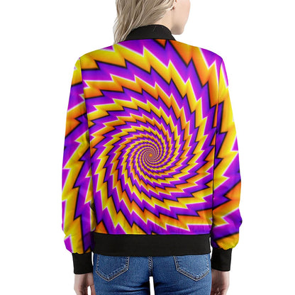 Yellow Twisted Moving Optical Illusion Women's Bomber Jacket