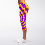 Yellow Twisted Moving Optical Illusion Women's Capri Leggings