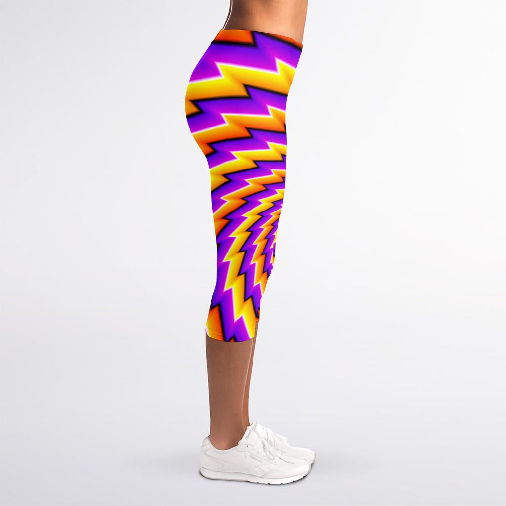 Yellow Twisted Moving Optical Illusion Women's Capri Leggings