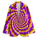 Yellow Twisted Moving Optical Illusion Women's Cotton Blazer