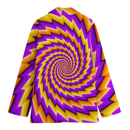 Yellow Twisted Moving Optical Illusion Women's Cotton Blazer