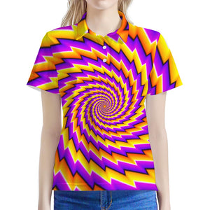 Yellow Twisted Moving Optical Illusion Women's Polo Shirt